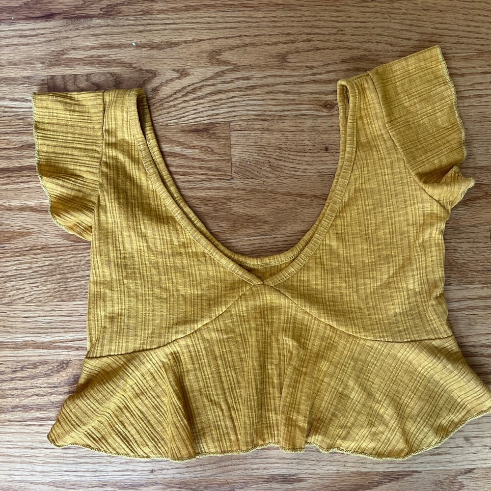 Yellow ruffle crop top